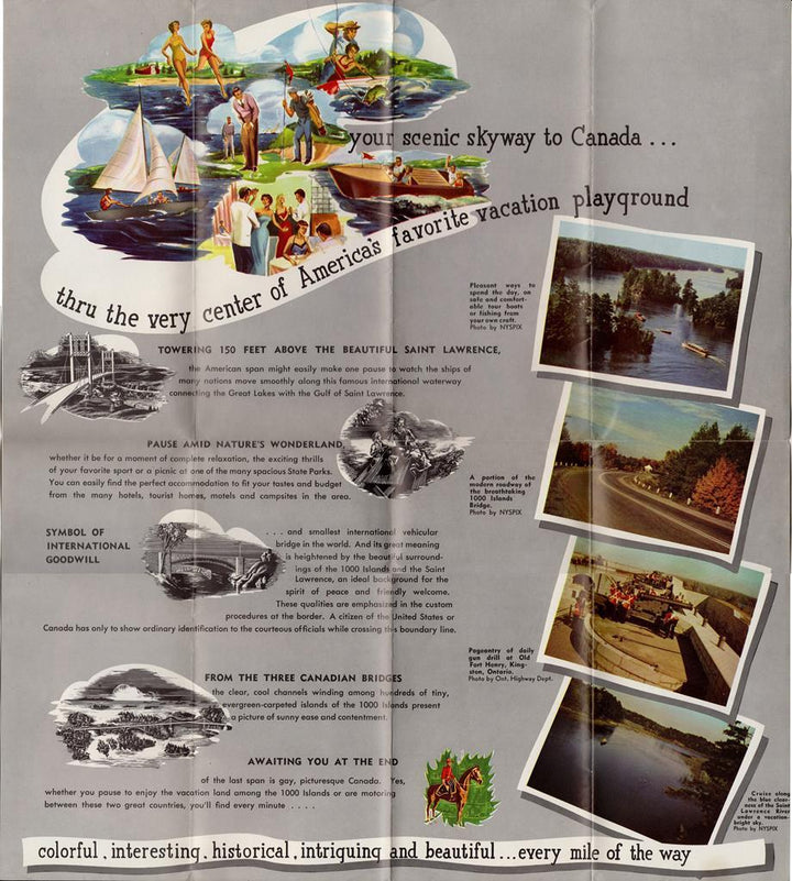 1000 Islands New York Scenic Skyway Canada Vintage Advertising Poster Brochure