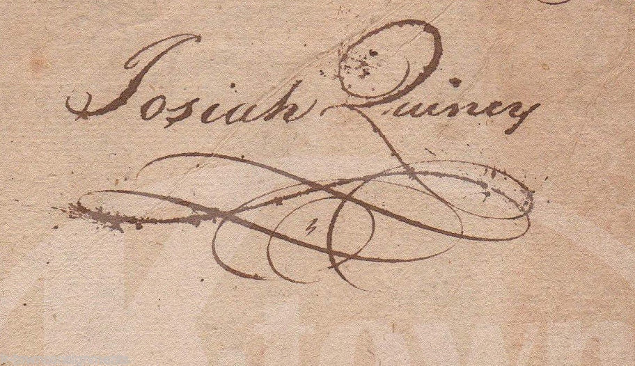 Colonel Josiah Quincy I Boston Merchant Patriot Antique Autograph Signature