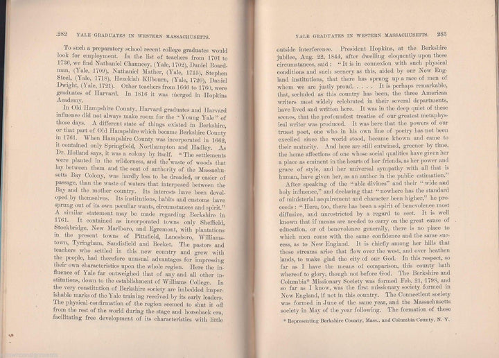 Yale Graduates in Western Massachusetts Antique Book by Alpheus Hodges 1886