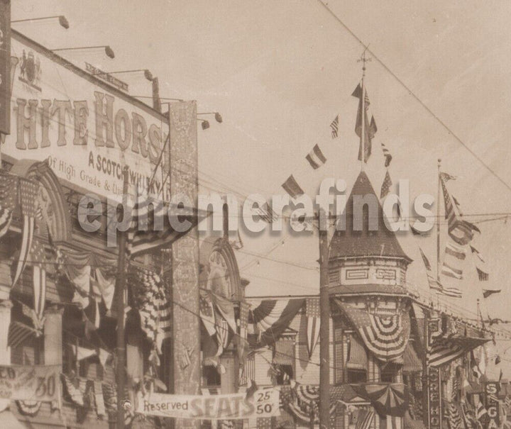 Coney Island NY 4th of July Street Scene Large Antique Photo Segall Restaurant