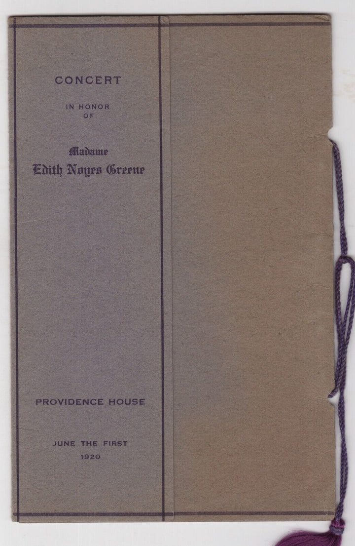 Edith Noyes Greene Boston Opera Composer Pianist Antique Concert Program 1920