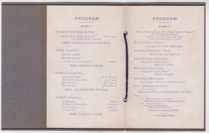 Edith Noyes Greene Boston Opera Composer Pianist Antique Concert Program 1920
