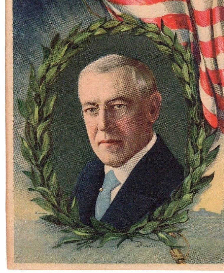 Woodrow Wilson American Flag Day President Antique Graphic Art Poster Print