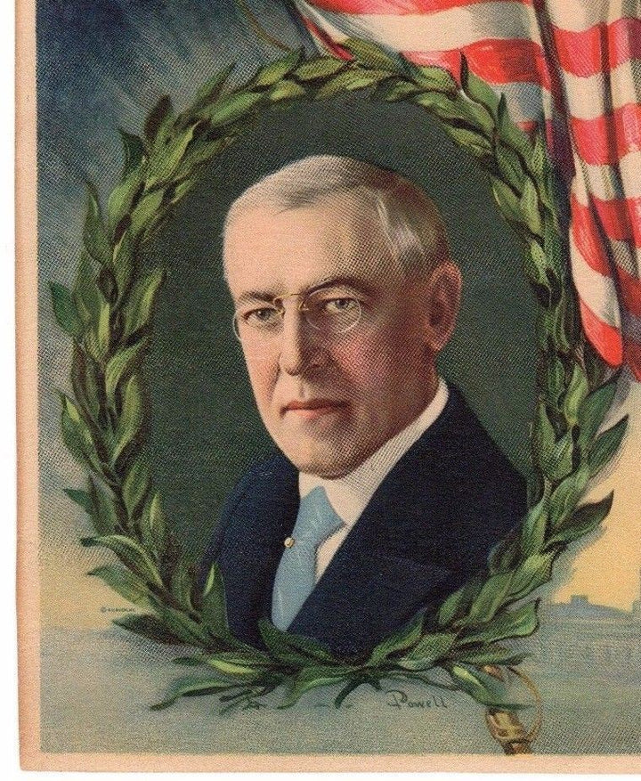 Woodrow Wilson American Flag Day President Antique Graphic Art Poster Print