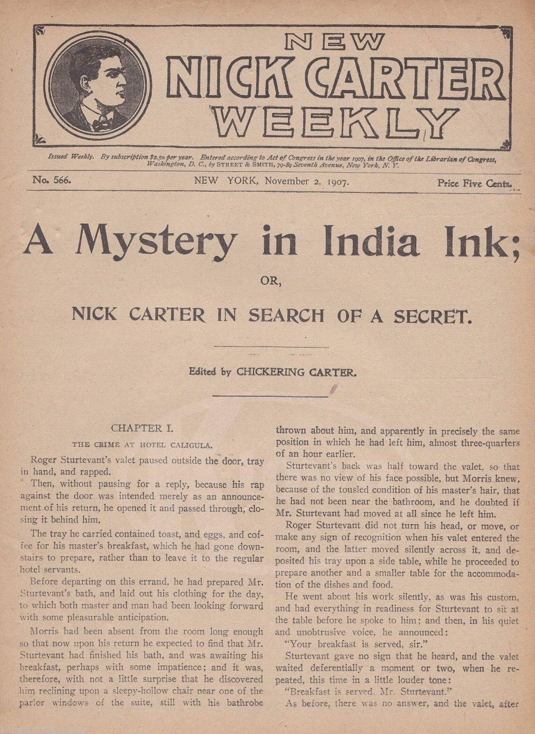 Nick Carter India Ink Mystery Antique Crime Detective Stories Book 1907