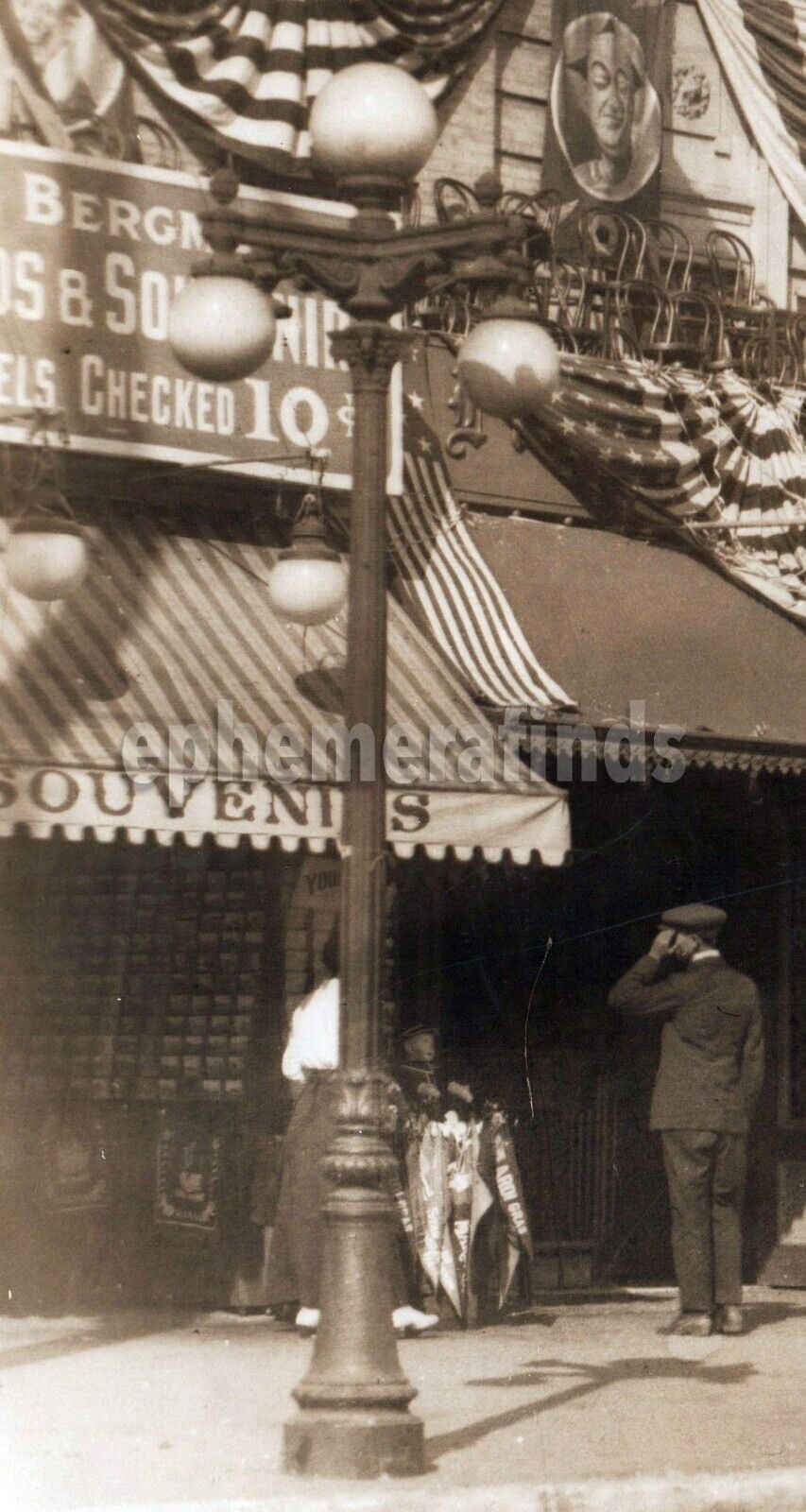 Coney Island NY 4th of July Movie Theatre Street Scene Large Antique Photo