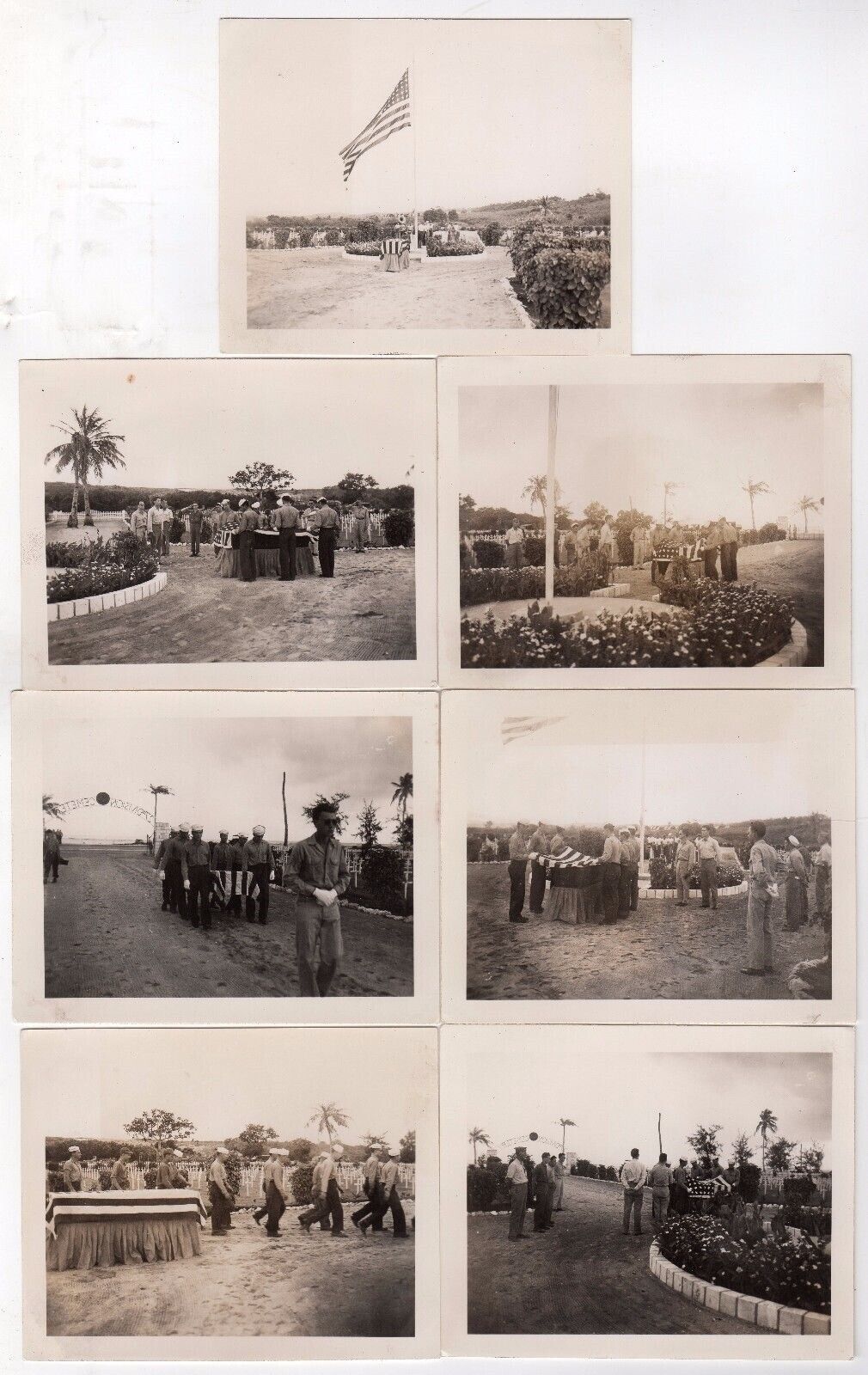 US Navy Burial Funeral Memorial 27th Division Cemetery Vintage Snapshot Photos