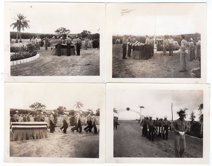 US Navy Burial Funeral Memorial 27th Division Cemetery Vintage Snapshot Photos