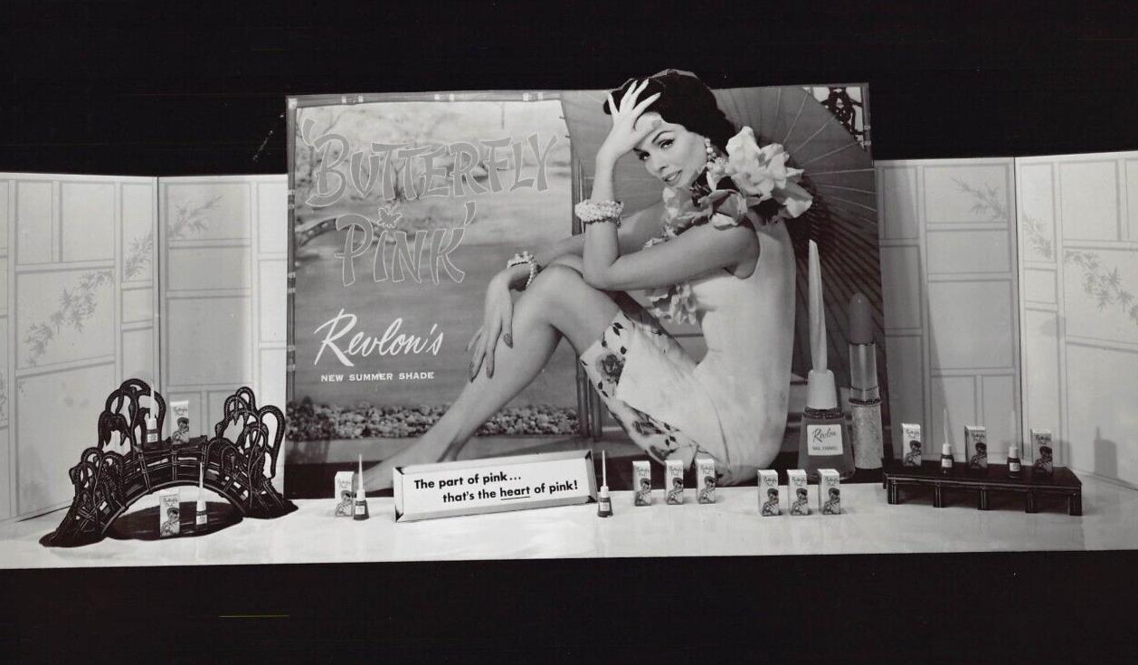 Revlon Pink Nail Polish Makeup Vintage Fashion Store Display Advertising Photo