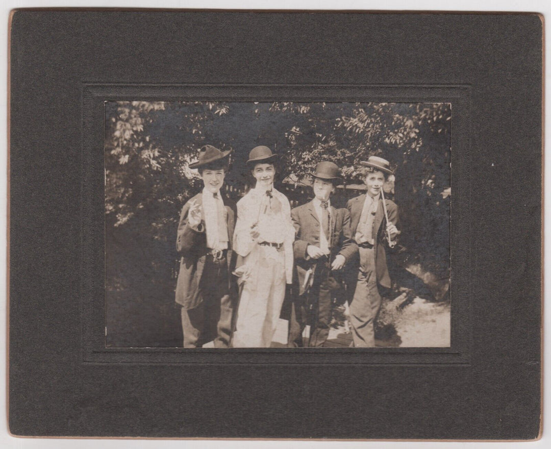 Ladies Dressed as Men Lesbian Gay Interest Fun Excellent Antique Photo on Board