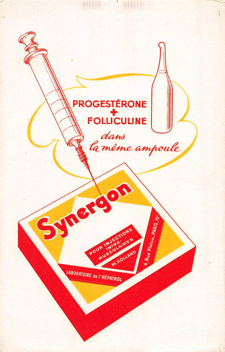 Synergon Progesterone French Medicine Vintage Advertising Ink Blotter