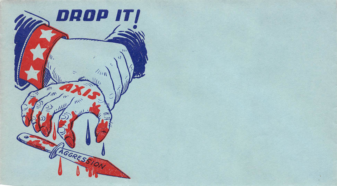 German Axis Aggression Halted by America WWII Patriotic Art Postal Cover