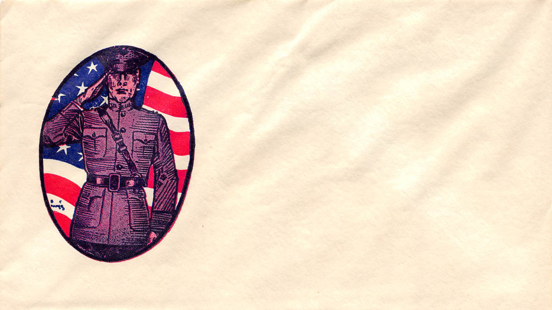 American Soldier Military Veteran Salute Vintage WWII Patriotic Art Postal Mail Cover