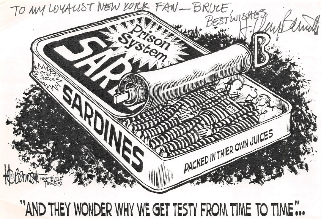 H. C. Bennet Fayetteville Tennessee Cartoonist Autograph Signed Prison System Art Print