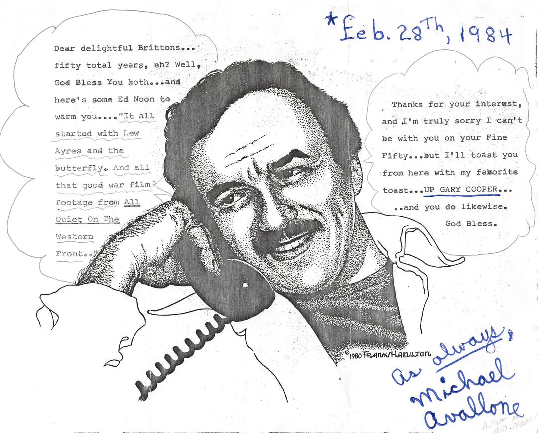 Michael Avallone Prolific Mystery Author Writer Original Autograph Signed Cartoon