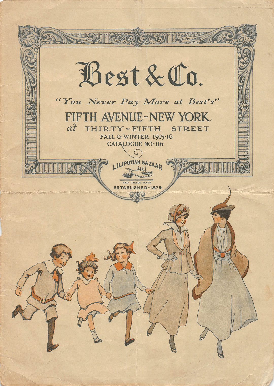 Liliputian Bazaar Best & Company Children's Clothing Antique Graphic Advertising Flyer