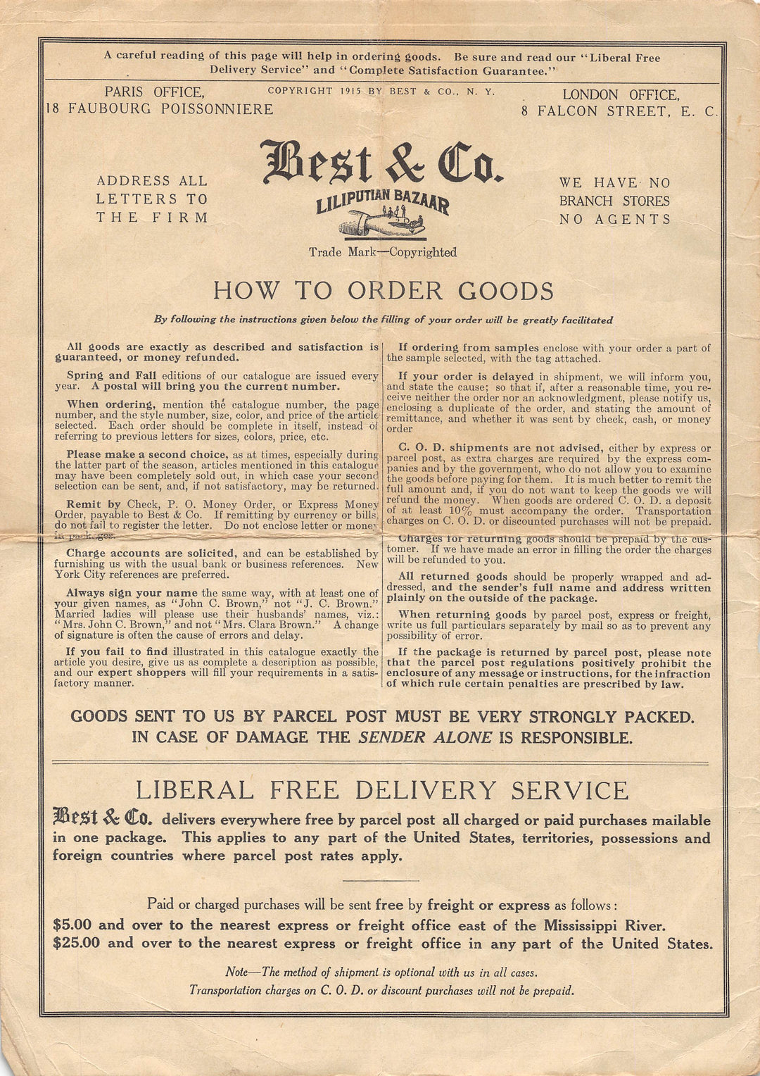 Liliputian Bazaar Best & Company Children's Clothing Antique Graphic Advertising Flyer