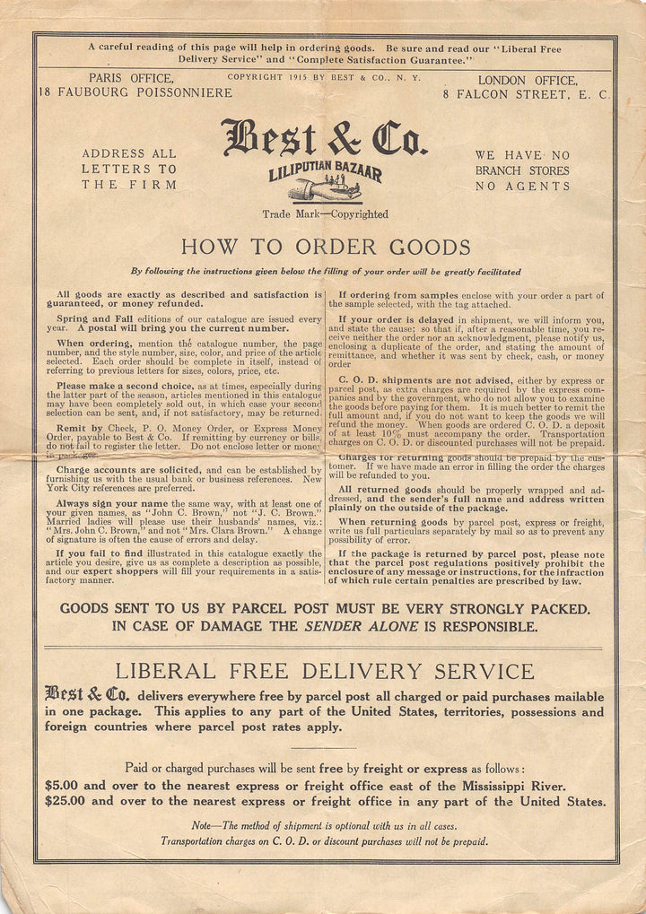 Liliputian Bazaar Best & Company Children's Clothing Antique Graphic Advertising Flyer