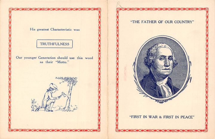 President George Washington Cherry Tree Vintage Educational History Flyer
