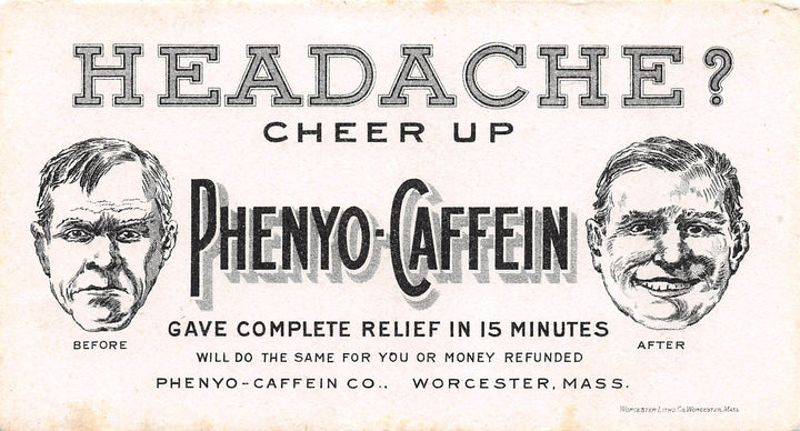 Phenyo Caffeine Headache Medicine Antique Pharmaceutical Advertising Ink Blotter