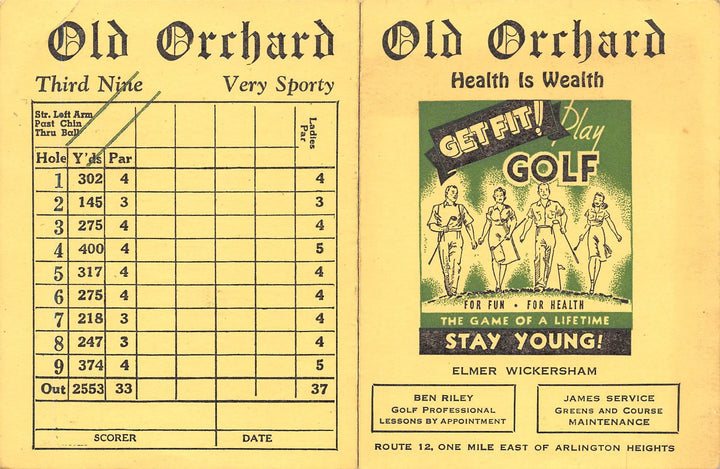 Old Orchard Country Club Mt Prospect Illinois Vintage United Golf Score Card