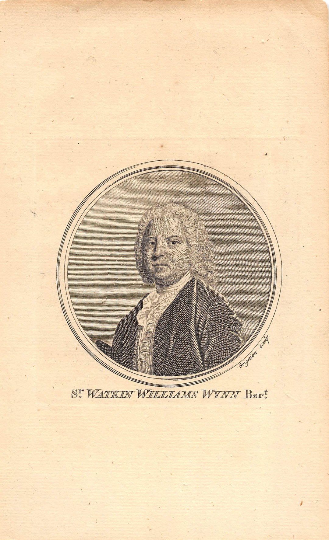 Watkin Williams Wynn Welsh Politician Jacobite Antique Engraving Print 1760