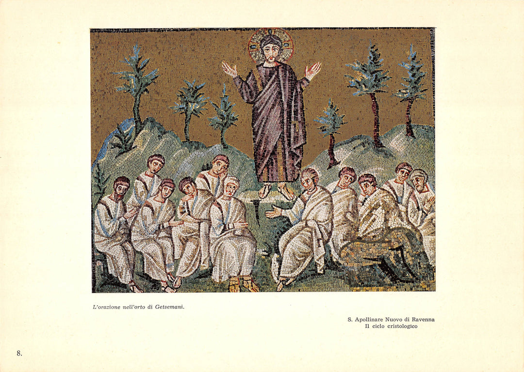 Jesus Praying in Gethsemane Basilica of Sant' Apollinare Nuovo Mosaic Art Vintage Print