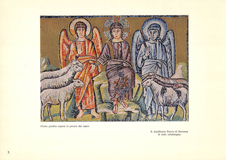 Jesus Separates the Goats & Sheep Basilica of Sant' Apollinare Mosaic Art Vintage Print