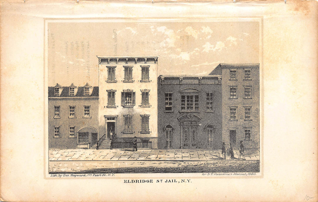 Eldridge Street Jail House New York City Antique Engraving Print 1860