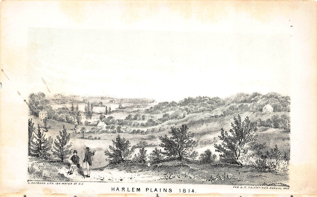 Harlem Plains Colonial New York 1814 Antique Engraving Print 1858