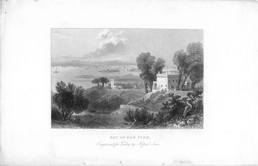 Hudson Bay New York Antique Engraving Print by Alfred Jones