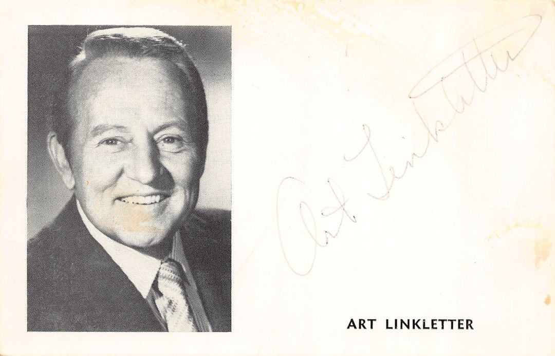 Art Linkletter House Party TV Host Comedian Autograph Signed Photo Card