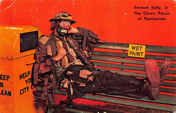 Emmett Kelly Pantomime Clown Comedian Actor Autograph SIgned Kodak Postcard