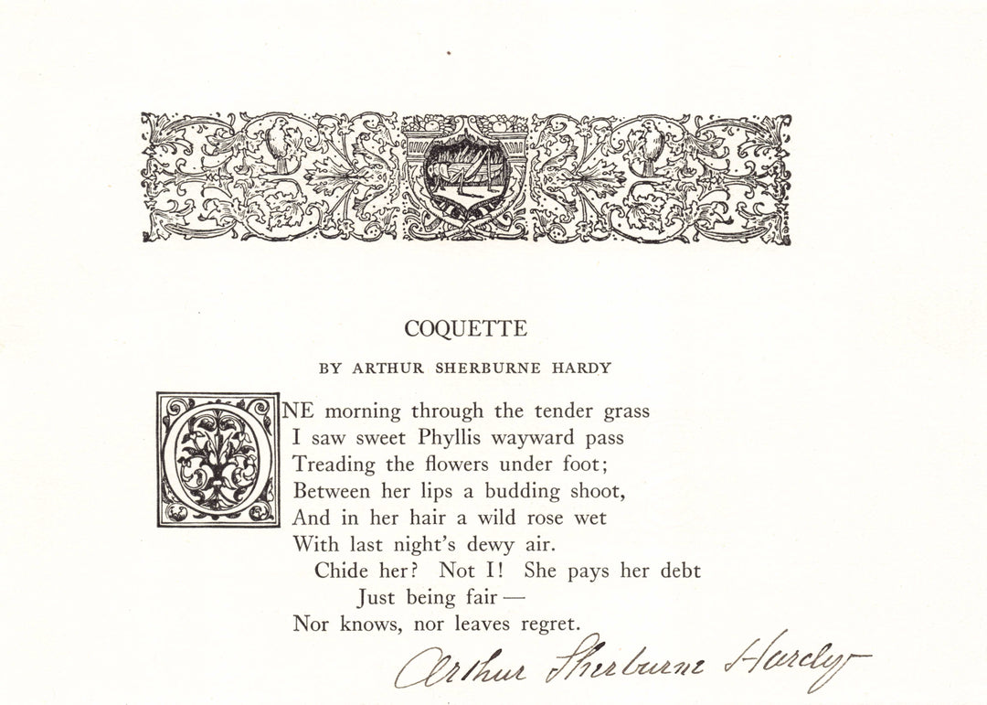 Arthur Sherburne Hardy Diplomat Educator Poet Autograph Signed Coquette Poem