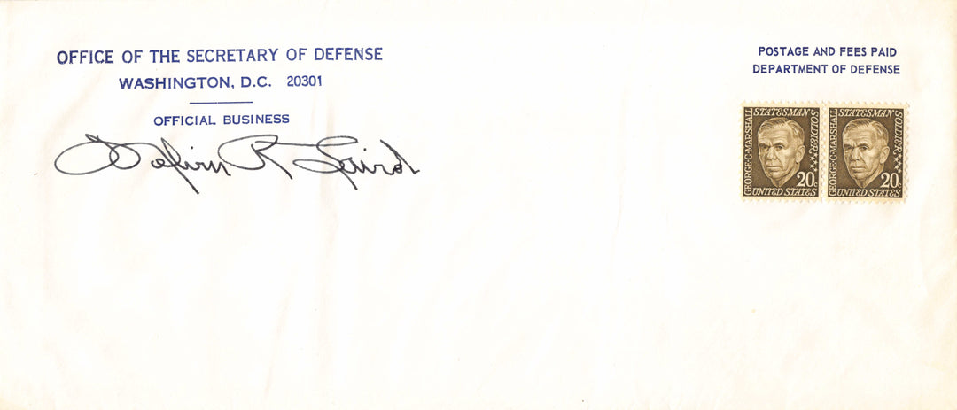 Melvin Laird Nixon Secretary of Defense Autograph Signed Postal Cover