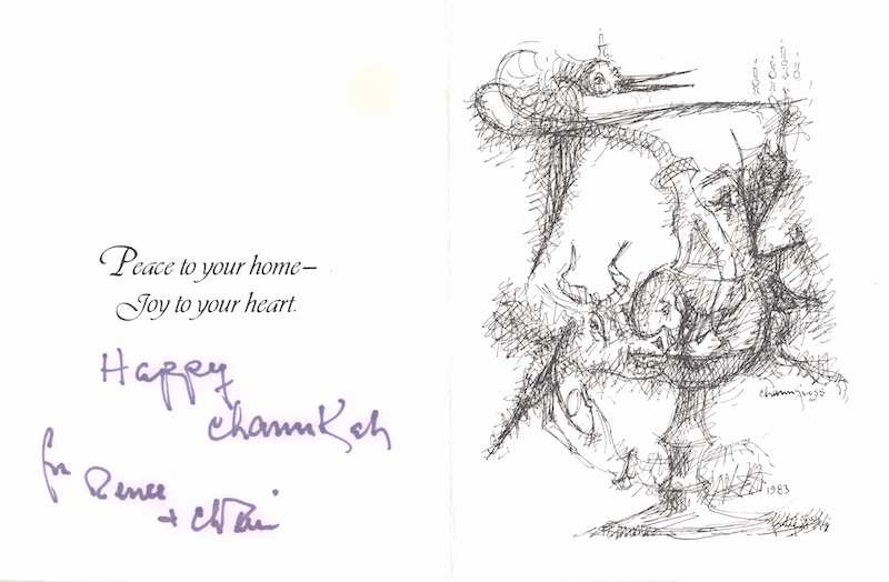 Clay Bennett Cartoonist Autograph Signed Political Cartoon Chanukah Card