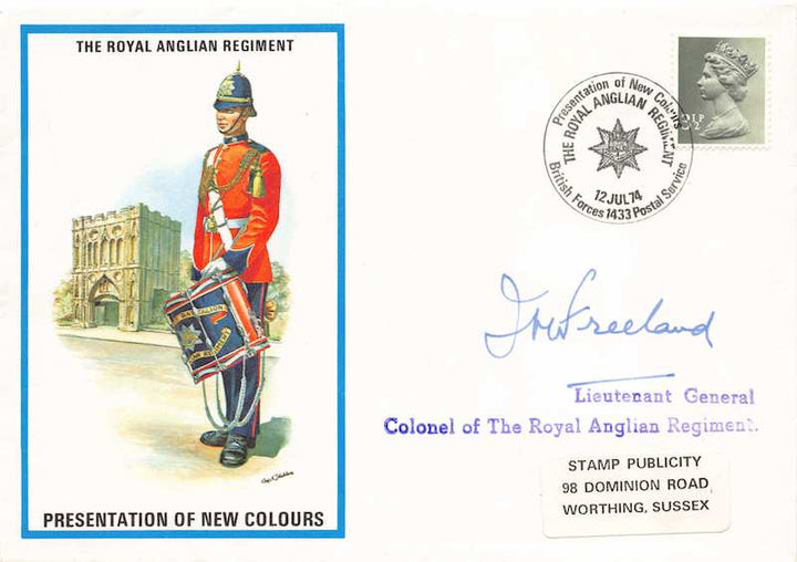 I. H. Freeland Royal Anglian Regiment Signed New Colours Postal Cover