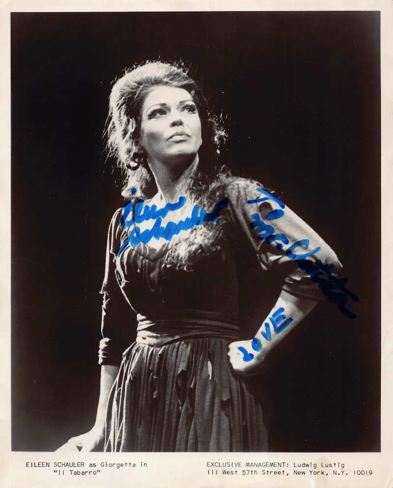 Eileen Shauler Tabarro Opera Singer Vintage Autograph Signed Photo