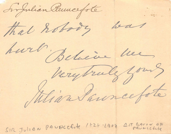 Sir Julian Pauncefote British US Panama Canal Diplomat Autograph Signature