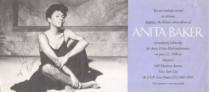Anita Baker R&B Soul Music Singer Autograph Signed Album Debut Card