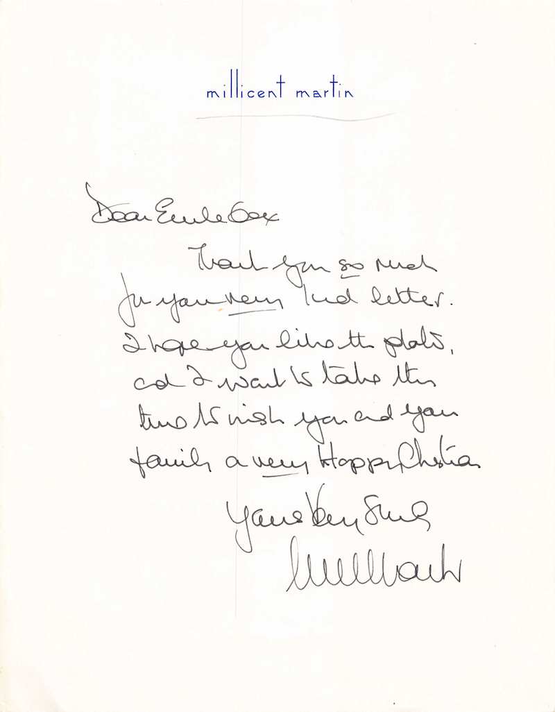 Millicent Martin That Was The Week TV Singer Actress Autograph Signed Letter