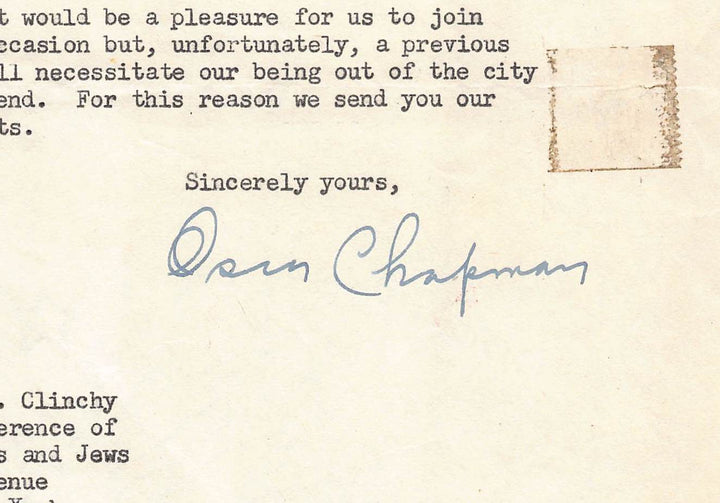 Oscar Chapman US Secretary of Interior Autograph Signed Letter 1951