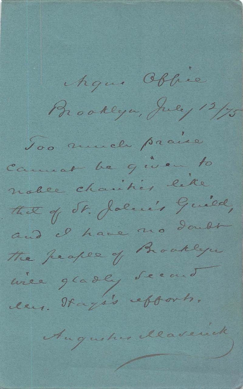 Augustus Maverick Brooklyn Argus Newspaper Editor Autograph Signed Letter 1875