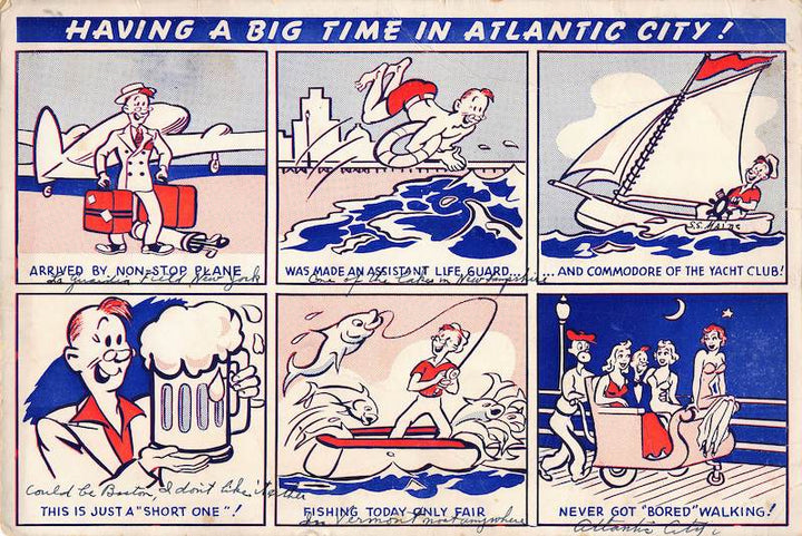 Atlantic City Boardwalk New Jersey Vintage 1950s Advertising Oversized Postcard