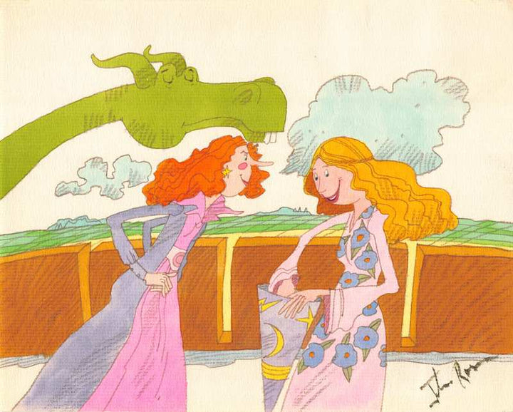 Princess and the Dragon Original Signed Watercolor Illustration Art Set by Jack Rosen