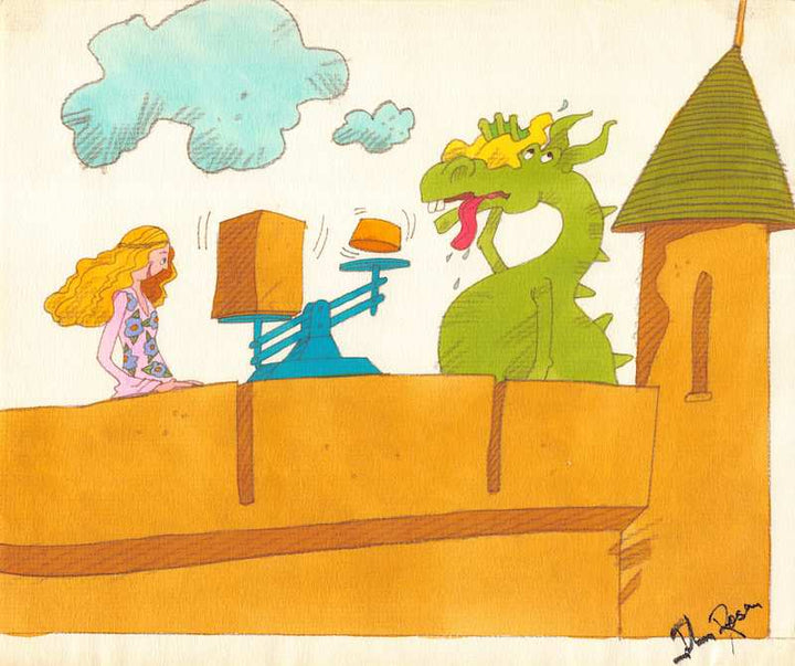 Princess and the Dragon Original Signed Watercolor Illustration Art Set by Jack Rosen