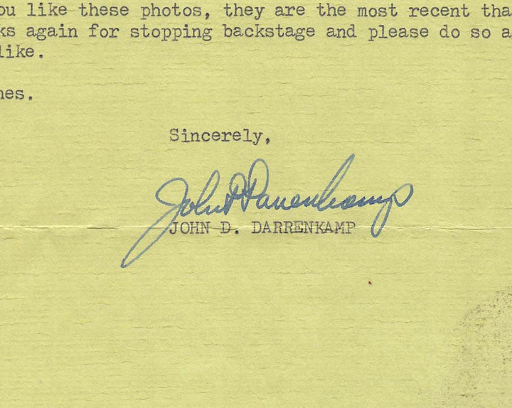 John Darrenkamp Baritone Othello Opera Singer Autograph Signed Letter 1982