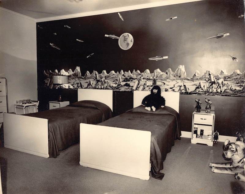 Fantastic Space Themed Science Fiction Kids Room Vintage Design Photo