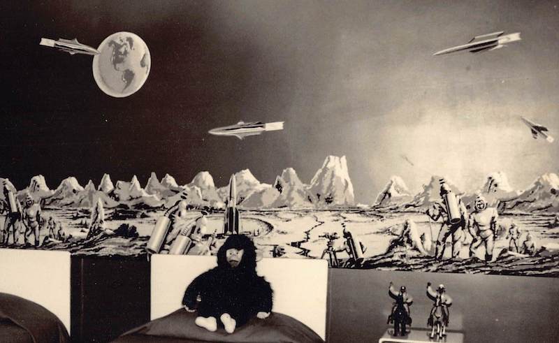 Fantastic Space Themed Science Fiction Kids Room Vintage Design Photo
