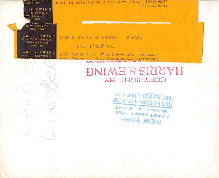 Charles Lindbergh Aviation Hero Vintage Harris-Ewing Press Photo 1949